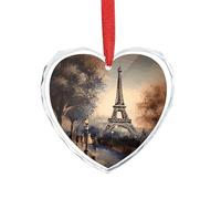 Pendentif romantique Paris Tour Eiffel en verre transparent en forme de cœur en cristal pour décoration de maison, fenêtre, voiture, fête de mariage, décoration en forme d'amour à suspendre