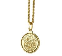 Pendentif rond de 28 mm en argent sterling 925, gravé d'un dollar des sables, motif plage côtière, plaqué or, pour homme et femme, avec câble de 45 cm (18 pouces), bijou fait main |LK_ENGP_0609