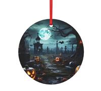 Pendentif rond de Noël en aluminium pour sapin de Noël, décoration de cimetière, citrouille, étiquettes de vacances, ornements 2 tailles 7,9 cm/9,9 cm