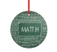 Pendentif rond de Noël en aluminium pour sapin de Noël, formes, théorie, cours de mathématiques, pendentifs imprimés, étiquettes de vacances, ornements 2 tailles 7,9 cm/9,9 cm