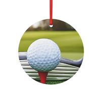 Pendentif rond de Noël en aluminium pour sapin de Noël, pendentifs imprimés club de golf, étiquettes de vacances, ornements 2 tailles 7,9 cm/9,9 cm