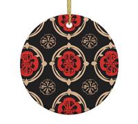Pendentif rond de Noël en céramique à suspendre - 7,4 cm WHJSHOP de bon augure motifs décoration lisse