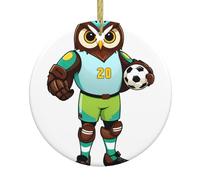 Pendentif rond de Noël en céramique à suspendre - 7,4 cm WHJSSF hibou gardien de but décoration lisse