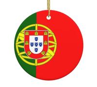 Pendentif rond de Noël en céramique à suspendre - 7,4 cm YYHHAOFA Drapeau Portugais Décoration Lisse