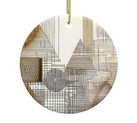 Pendentif rond de Noël en céramique à suspendre - 7,4 cm YYHHAOFA mathématiques symboles imprimés décoration lisse