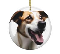Pendentif rond de Noël en céramique avec inscription « The dog is groling » - Décoration à suspendre pour sapin de Noël