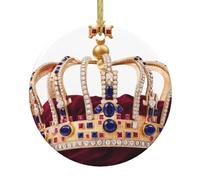 Pendentif rond de Noël en céramique avec pierres précieuses YTUOPWE en forme de couronne d'arbre festif à suspendre