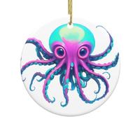 Pendentif rond de Noël en céramique HHGFASD Neon Kraken Core Pattern Festive Tree Hanging Decoration