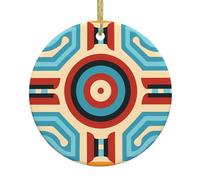 Pendentif rond de Noël en céramique HHGFASD Symétrique Motif labyrinthe Décoration festive à suspendre