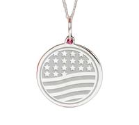 Pendentif rond drapeau américain en argent sterling 925 | LK_NLC_02380 | round freedom bird charm necklace 24mm with 18 inch cable chain patriotic symbol jewelry gift everyday