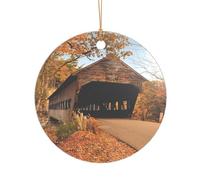 Pendentif rond droit 7,3 cm en forme de pont recouvert d'albany, décoration en acrylique transparent, décoration d'arbre de Noël.