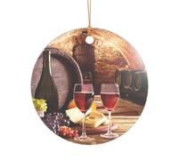 Pendentif rond droit de 7,3 cm en forme de cave à vin rouge, décoration en acrylique transparent, décoration d'arbre de Noël.