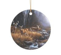 Pendentif rond droit de 7,3 cm en forme de cerf de beauté, décoration en acrylique transparent, décoration d'arbre de Noël.
