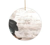 Pendentif rond droit de 7,3 cm en forme de chapeau de cowboy et de bottes, décoration en acrylique transparent, décoration d'arbre de Noël.