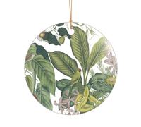 Pendentif rond droit de 7,3 cm en forme de feuille tropicale en acrylique transparent, décoration d'arbre de Noël.