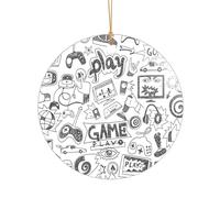 Pendentif rond droit de 7,3 cm en forme de jeu vidéo pour garçons, décoration en acrylique transparent, décoration d'arbre de Noël.