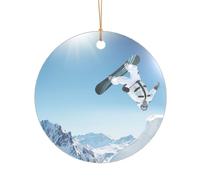 Pendentif rond droit de 7,3 cm en forme de planche à neige, décoration en acrylique transparent, décoration d'arbre de Noël.