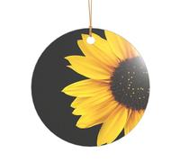 Pendentif rond droit de 7,3 cm en forme de tournesol, en acrylique transparent, décoration d'arbre de Noël.