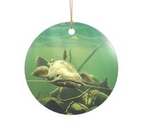Pendentif rond droit en forme de poisson-chat sous-marin de 7,3 cm, décoration en acrylique transparent, décoration d'arbre de Noël.