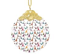 Pendentif rond élégant en verre avec nains de Noël amusants de 8,3 cm pour cadeau et célébration