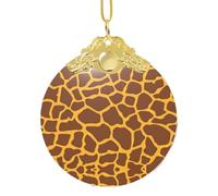 Pendentif rond élégant en verre imprimé girafe, décoration de vacances détaillée de 8,3 cm pour cadeau et célébration