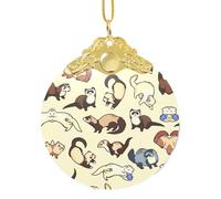 Pendentif rond élégant en verre pour furet poilu, 8,4 cm, décoration de vacances pour cadeau et célébration