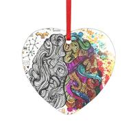 Pendentif rond en acrylique avec motif cerveau gauche et droit pour décoration d'arbre de Noël