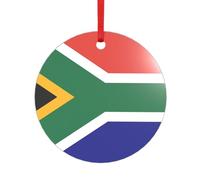 Pendentif rond en acrylique avec motif drapeau de l'Afrique du Sud pour décoration de sapin de Noël