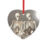 Pendentif rond en acrylique avec motif squelettes de yoga pour décoration d'arbre de Noël