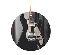 Pendentif rond en aluminium imprimé en forme de guitare musicale pour roman 10 cm
