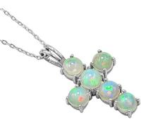 Pendentif rond en argent sterling 925 avec opale blanche et pierre de naissance du mois d'octobre