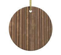 Pendentif rond en bois massif pour décoration de Noël en céramique avec ficelle dorée - Décoration de vacances