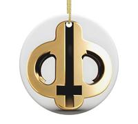 Pendentif rond en céramique à motif doré, fête du Nouvel An, banquet de vacances, pendentif créatif arbre de Noël de 7,4 cm,