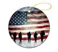 Pendentif rond en céramique avec drapeau américain pour la fête des anciens combattants, décoration de fête de famille, souvenirs, cadeaux