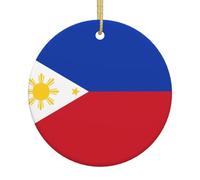 Pendentif rond en céramique avec drapeau des Philippines, fête du Nouvel An, banquet de vacances, 7,4 cm, pendentif arbre de Noël créatif,
