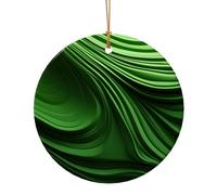 Pendentif rond en céramique avec impression de texture courbe verte pour décoration de maison, décoration de Noël