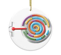 Pendentif rond en céramique de Noël VVXBHGR coloré imprimé labyrinthe Décoration festive à suspendre