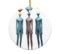 Pendentif rond en céramique de Noël YTUOPWE Pensée polygonale Image festive à suspendre Décoration à suspendre