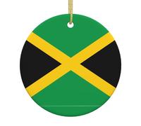 Pendentif rond en céramique drapeau de la Jamaïque, fête du Nouvel An, banquet de vacances, 7,4 cm, pendentif arbre de Noël créatif,