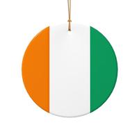 Pendentif rond en céramique imprimé drapeau de la Côte d'Ivoire pour décoration de maison Décoration de Noël