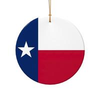 Pendentif rond en céramique imprimé drapeau du Texas pour décoration de maison, décoration de Noël