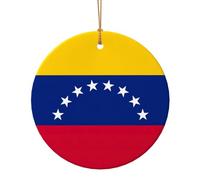 Pendentif rond en céramique imprimé drapeau du Venezuela, décoration festive pour maison, centre commercial, supermarché, souvenirs de vacances