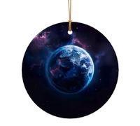 Pendentif rond en céramique imprimé planète univers pour décoration de maison, décoration de Noël