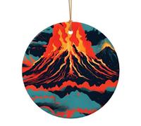 Pendentif rond en céramique imprimé volcan, décoration festive pour maison, centre commercial, supermarché, souvenir de vacances