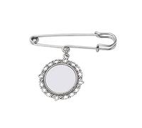 Pendentif rond en dentelle avec photo - Transfert de chaleur - Décoration de fête de fiançailles - Broche de boutonnière de mariage, taille unique, Comme décrit