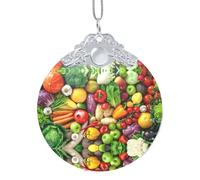 Pendentif rond en forme de dômes en verre - Fruits et légumes frais - Colliers simples et épais - Idéal pour la maison, le jardin, les fêtes, Noël, les décorations