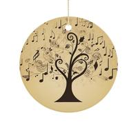 Pendentif rond en forme de note de musique de Noël en forme de cercle à suspendre en céramique pour sapin de Noël, hiver, Nouvel An, fête de mariage, décoration d'intérieur