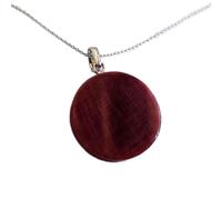 Pendentif rond en rubis naturel 20 x 20 mm, lisse et rouge, en argent sterling 925, avec chaîne de 45 cm, idéal pour les femmes, pour l'amour, la passion, l'énergie, la force et la vitalité. |
