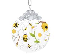 Pendentif rond en verre argenté - Abeilles volantes Daisy Honey Simple Chunky - Colliers, idéal pour la maison, le jardin, les fêtes, Noël, les décorations
