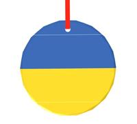 Pendentif rond en verre avec drapeau de l'Ukraine, décoration d'arbre de Noël, cadeau d'anniversaire
